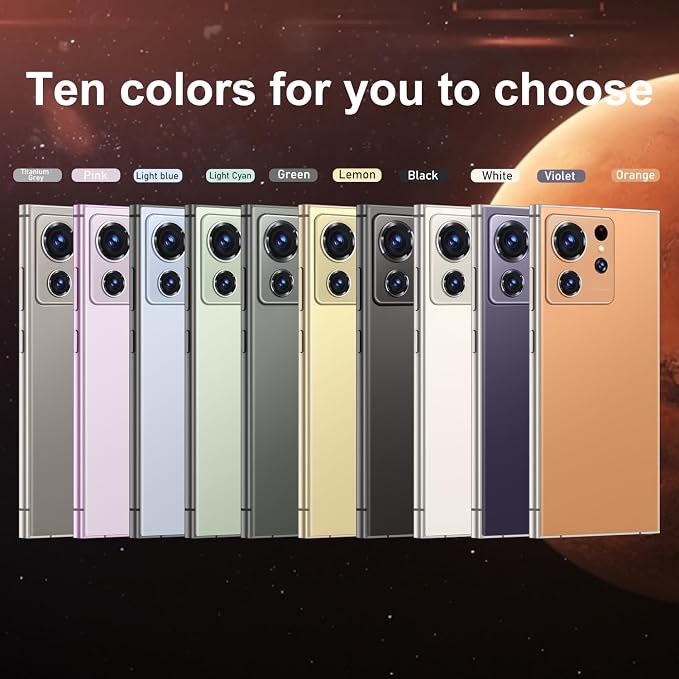 S24 Ultra Unlocked Cell Phones Smartphone with Built-in Pen 8+256GB Android 13 Phones 6.8" HD Screen Dual SIM 108MP+48MP Camera (Oranges)