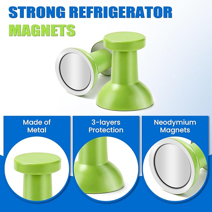 LOVIMAG Fridge Magnets 20Pcs, Magnet for Refrigerator Whiteboard, Green | Small Strong Neodymium Metal Cute Push Pin for Classroom, Kitchen, Accessories Decorative, Office, Calendar