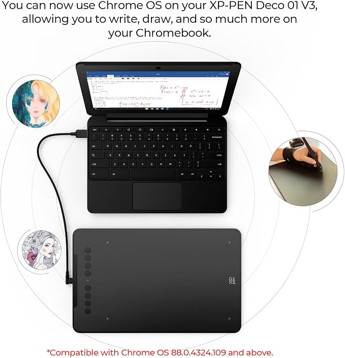 XPPen Updated Deco 01 V3 Drawing Tablet-16384 Levels of Pressure Battery-Free Stylus, 10x6 Inch OSU Graphic Tablet, 8 Hotkeys for Digital Art, Teaching, Gaming Drawing Pad for Chrome, PC, Mac, Android