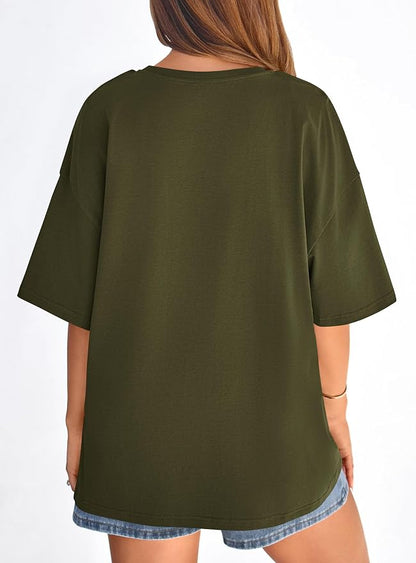 PRETTYGARDEN Womens 2026 Spring Going Out Tops Casual Short Sleeve Crewneck Loose Fit Basic Oversized T Shirts Summer Outfits