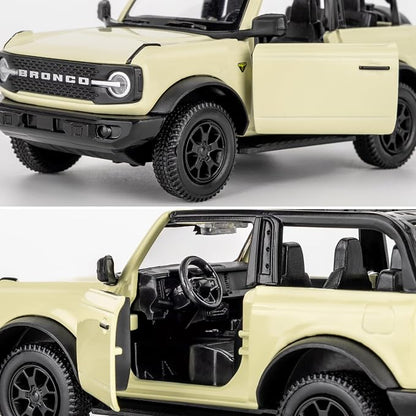 Ford Bronco Badlands 2dr Car Model, 1:36 Diecast Ford Toy Cars, Collectible Pull Back Car Gift for Kids Boys Girls(Off White)