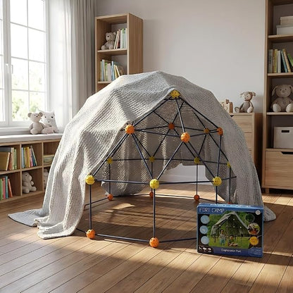 Fort Building Kit, 158 Pieces Construction STEM Toy Set, Indoor Outdoor Building Blocks with 55 Rods and 48 Balls, Kids DIY Play Fort Ages 3-12