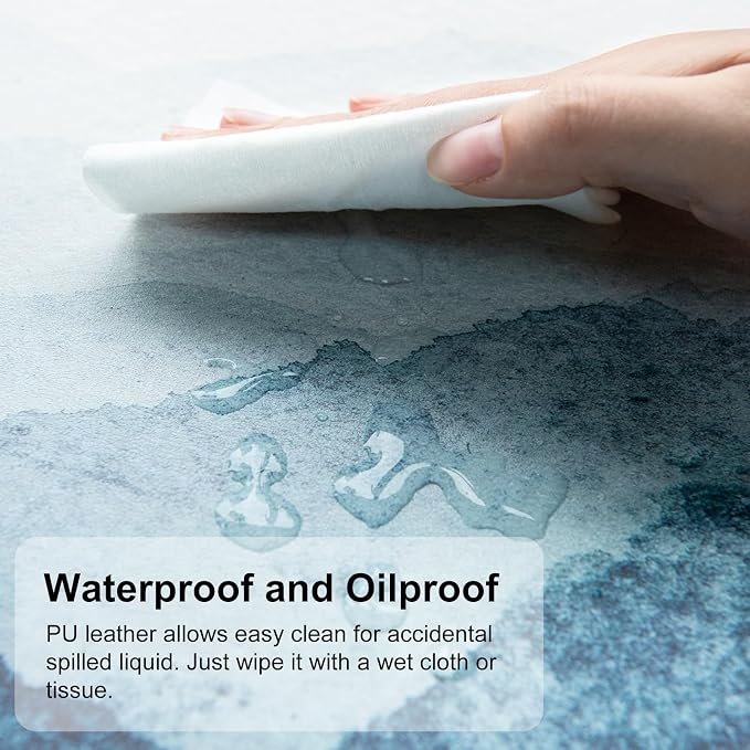 QIYI Desk Pad Large Keyboard and Mouse Pad for Laptop Computer, PU Leather Desk Cover Protector, Desk Décor Accessories for Office Home Work Writing Gaming 31.5" x 15.7" - Watercolor Mountain