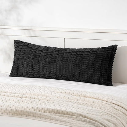 MIULEE Pack of 1 Black Long Body Lumbar Decorative Throw Pillow Cover 14x36 Inch for Halloween Bed Couch Sofa Living Room Soft Boho Pillow Cover Modern Farmhouse Home Decor