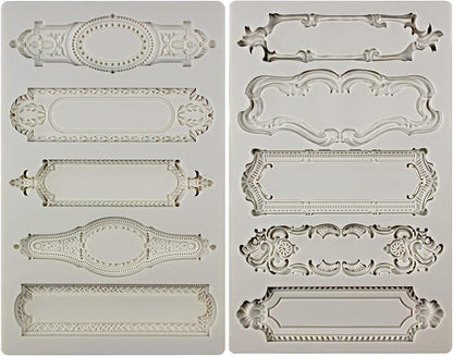 Baroque Style Silicone Molds 2-Count Plaque and Object Labels for Crafts