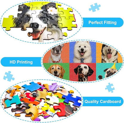 300 Pieces Puzzles for Adults, Multicolor Dogs Puzzle for Adults Children Seniors, Challenging Funny Dogs Puzzles for Kids Ages 8-10 10-12, Great Gift for Family Friends