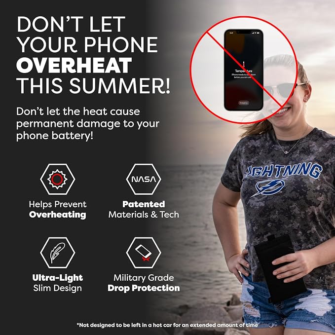 PHOOZY Apollo II Thermal Phone Case with NASA-Derived Technology - Extends Battery Life 4X in Hot or Cold Weather - Military Grade 8-Foot Drop Protection Insulated Pouch - Medium Black
