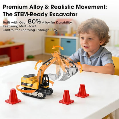 Remote Control Excavator Toy,1:64 mini RC Construction Vehicle Toys, STEM Tools for Learning Programming for Boys 3 4 5 6 7 8-12 Year Old Kids Christmas Birthday Gift (mini Excavator)