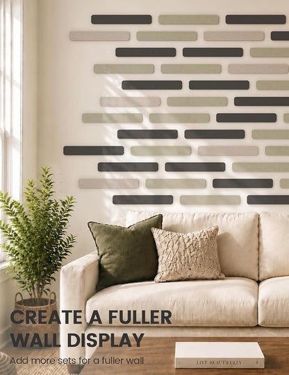 Fluxynara 13" x 2" Felt Wall Panels, Black | 8-Pack Includes 50 Push Pins and Adhesive Tabs for Photos, Notes and Decor in Bedroom Doors, Home Office or Studios