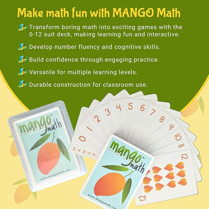 MANGO Math - Playing Cards - Educational Card Game Set of 6 Decks - Fun Learning Cards for Kids - Classroom Activities - Homeschool Activities - Elementary School Teaching Materials