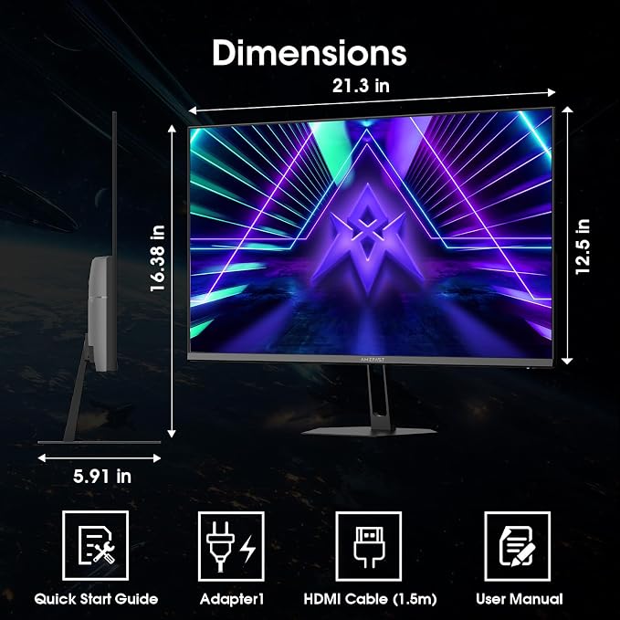 Amzfast 24 Inch Gaming Monitor 200Hz FHD 1080p Computer Monitor, 1ms Adaptive Sync, 3000:1, 129% sRGB, HDR Display, Eye Care, VESA 75x75, Metal Stand, HDMI 2.0 | DP 1.4, AMZG24X1