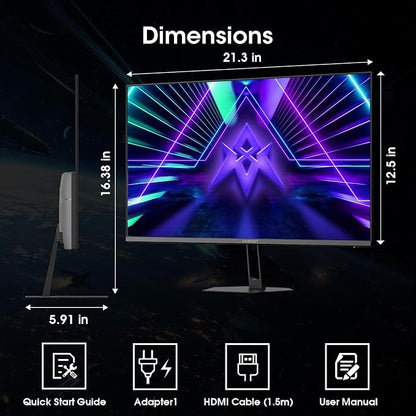 Amzfast 24 Inch Gaming Monitor 200Hz FHD 1080p Computer Monitor, 1ms Adaptive Sync, 3000:1, 129% sRGB, HDR Display, Eye Care, VESA 75x75, Metal Stand, HDMI 2.0 | DP 1.4, AMZG24X1