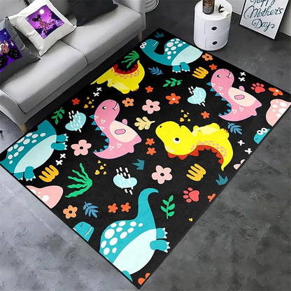 Dinosaur Rugs for Boys Bedroom - Dinosaur Pattern Area Rug Kids Bedroom Rug Kids Play Rugs for Boys Dinosaur Bedroom Decor for Boys Colorful Dinosaur Print Area Rug Kids Rugs for Bedroom,4'×5'