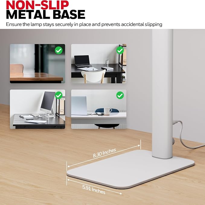 Honeywell LED Desk Lamp with Base - HJ1WT Sunturalux Eye-Caring Architect Desk Lamp for Home Office, 1200LM Computer Desk Light 4 Color Modes Stepless Dimming Task Desk Light with Timer Function White