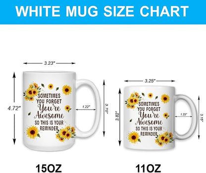 Hyturtle Personalized Gnome Mug Gifts For Gnome Lover, Thank You Gift Ideas | Cool Birthday Gifts For Women - Motivational Sunflower Custom Name 11oz White Ceramic Coffee Tea Mug, Comfort grip handle