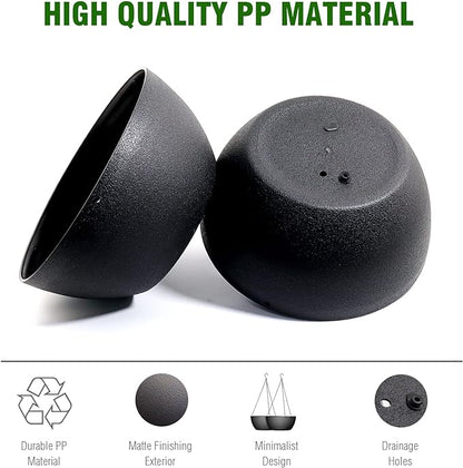 13 inch Large Hanging Planters Plant Pots for Outdoor Indoor Plants with Drainage Holes and Chain, 2 Pack Round Hanging Flower Pots for Garden Home Porch Decor, Black
