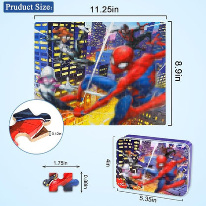 100 Pieces Jigsaw Puzzles for Kids Ages 4-8,Cool Spider Toy Puzzles,Kid Boys Girls Children Learning Educational Puzzless Portable Box Pack Toys