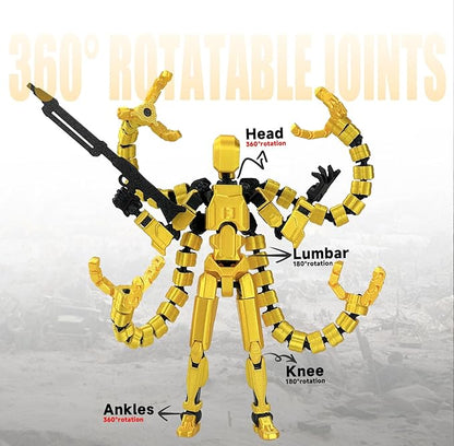 T13 Already Assembled Action Figure Accessories,T13 Multi-Jointed Movable,for Collectors Desktop Decorations t-13 Movability 3D Printed Toys (Yellow, 5.5inch)