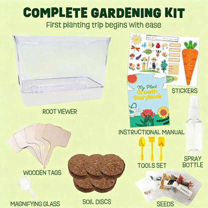 Large Root Viewer Kit for Kids STEM Science Toy Growing Kits for Ages 4, 5, 6, 7, 8, 9,10 Birthday Gifts for Boys Girls, DIY Set, Includes Strawberry, Eggplant, Dwarf Sunflower, Carrot, Pea, Scallion