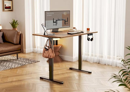 YDN 40 x 24 Inch Rustic Brown Electric Standing Desk | Adjustable Height, Sit Stand, Cable Management, Ergonomic, Home Office
