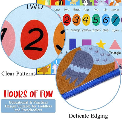 HEBE Kids Play Rug 3'4"x5' ABC Alphabet Numbers Shapes Educational Kid Area Rug Washable Baby Crawling Mat Non Slip Kid Play Mat Carpet for Girl Boy Bedroom Playroom