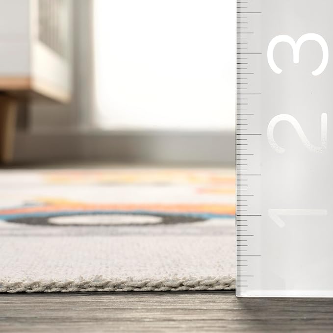 nuLOOM Carmina City Streets Machine Washable Kids Ultra Thin Area Rug, 3' x 5', White Multi