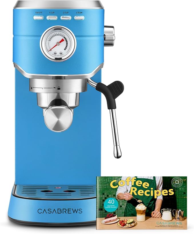 CASABREWS CM5418 Espresso Machine, Espresso Coffee Maker with Steam Wand | Stainless Steel, 20-Bar Pump, Built-in Pressure Gauge, Powerful Steam Wand for Cappuccino Latte for Home, 34oz Water Tank