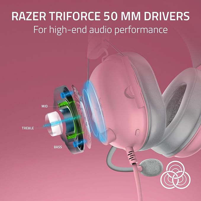 Razer BlackShark V2 X Wired Xbox Gaming Headset, Pink | 50mm Drivers, Cardioid Mic, Lightweight, Comfortable Noise Isolating Earcups, For Xbox Series X, Series S, PS5, PC, Switch