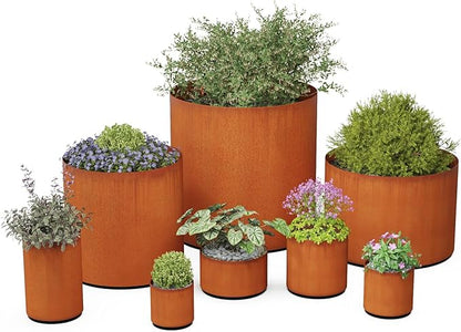 Plantercraft Extra Large Corten Steel Planter - 42x36 Large Round Planters for Outdoor Plants - Modern Metal Statement Piece for Commercial & Residential Patios or Entryways