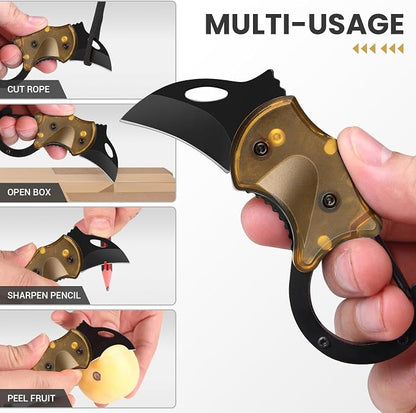 FUNBRO Small Pocket Knife, Cool Box Cutter with 1.34 Inch Sharp Blade | Edc Knives Tool (Amber)
