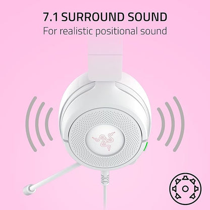 Razer Kraken Kitty V3 X Wired Gaming Headset, Kitty Ears, White | HyperClear Cardioid Mic, 40 mm Drivers, 7.1 Surround Sound, Comfy Ear Cushions, Cross-Platform via 3.5mm PC, PS5, Xbox
