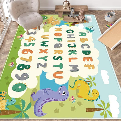 Kids Rug for Playroom,78.7 X 59 Inch Dinosaur Kids Play Mat ABC Classroom Rug,Non-Slip Cute Alphabet Rug Soft Kids Floor Mats Carpet,Toddler Baby Playroom Mat for Kids Room Classroom Playroom