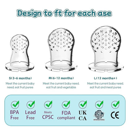 Baby Solids/Frozen Fruit Feeder Pacifier, Infant Teether Toy 4M+, BPA-Free Silicone Pouch & Nipple, Safely Introduce Solids, Teething Relief, 2-Pack