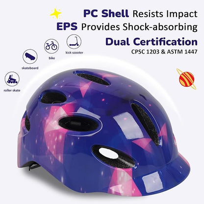 Kids/Youth Bike Helmet for Boys Girls and Teens, Adjustable and Multi-Sport for Bicycle, Kick Scooter, Skateboard, Roller/Inline Skate