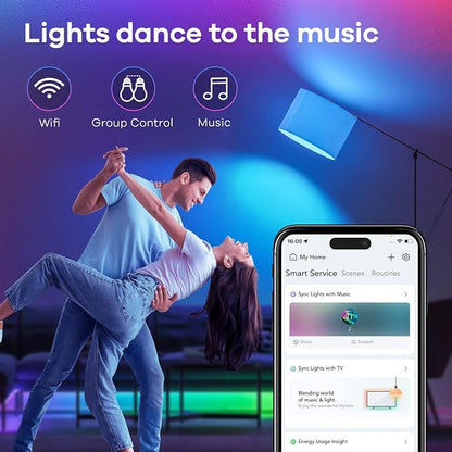 Linkind Matter Smart Light Bulb, Smart Bulbs Work with Alexa/Apple Home/Google Home, Color Changing Light Bulbs Music Sync, Preset Scenes, Mood Lights, 2.4Ghz WiFi Only, A19 E26 60W 1 Pack