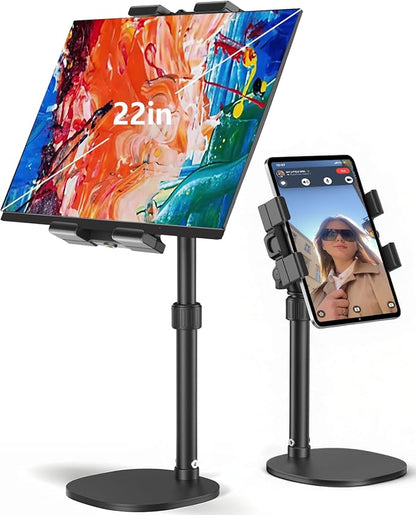 OHLPRO Heavy Duty Portable Monitor Stand for Desk, 22.83" Ultra Tall Tablet Holder with Wide Steel Base, 5.5 LB Capacity, iPad Stand Fits 5-22" Screen, iPad Pro 12.9 13, Office, Kitchen, Drawing