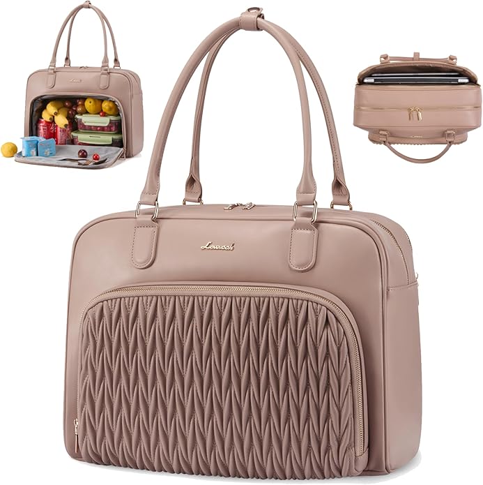 LOVEVOOK Tote Bag for Women,Light Puffer Tote Bag with Multi-pockets,Stylish Carry on Laptop Bags for Daily,Travel,Work,Gym