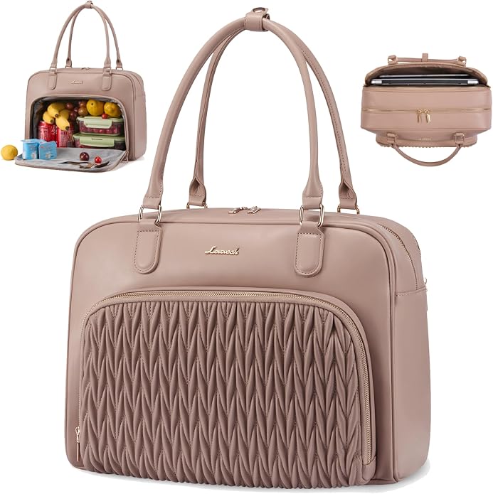 LOVEVOOK Tote Bag for Women,Light Puffer Tote Bag with Multi-pockets,Stylish Carry on Laptop Bags for Daily,Travel,Work,Gym