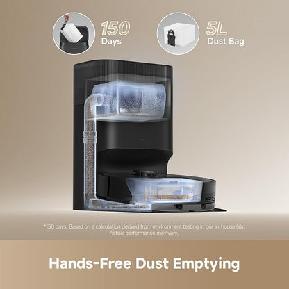 dreame D20 Plus Robot Vacuum and Mop, Detangling DuoBrush for Pet Hair | 13,000Pa Suction, Self-Emptying with 5L Dust Bag, LDS Mapping, App & Voice Control, Ideal for Hard Floors & Carpets