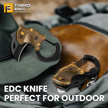 FUNBRO Small Pocket Knife, Cool Box Cutter with 1.34 Inch Sharp Blade | Edc Knives Tool (Amber)