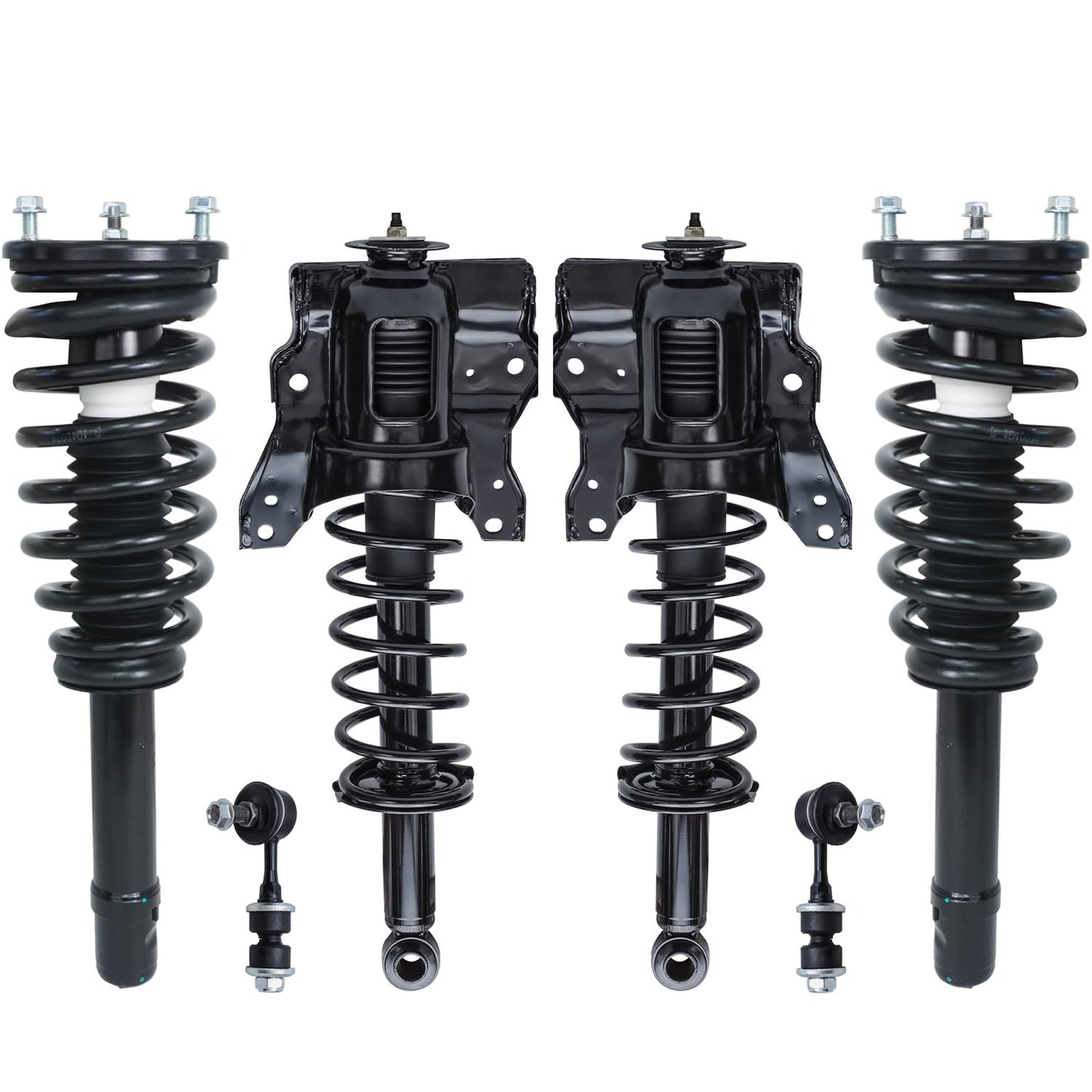 Detroit Axle - 6PC Front and Rear Strut & Coil Spring Complete Assemblies w/Front Sway Bar Links for 2001-2005 Hyundai Sonata/Ki