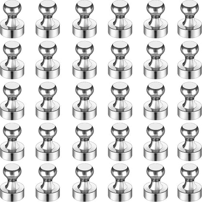 LOVIMAG Fridge Magnets 30Pcs, Magnet for Refrigerator Whiteboard, Silver | Small Strong Neodymium Metal Cute Push Pin for Classroom, Kitchen, Accessories Decorative, Office, Calendar