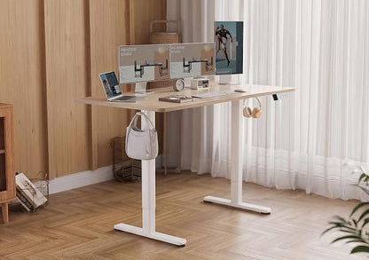 YDN 63 x 24 Inch Nature Electric Standing Desk | Adjustable Height, Sit Stand, Cable Management, Ergonomic, Home Office