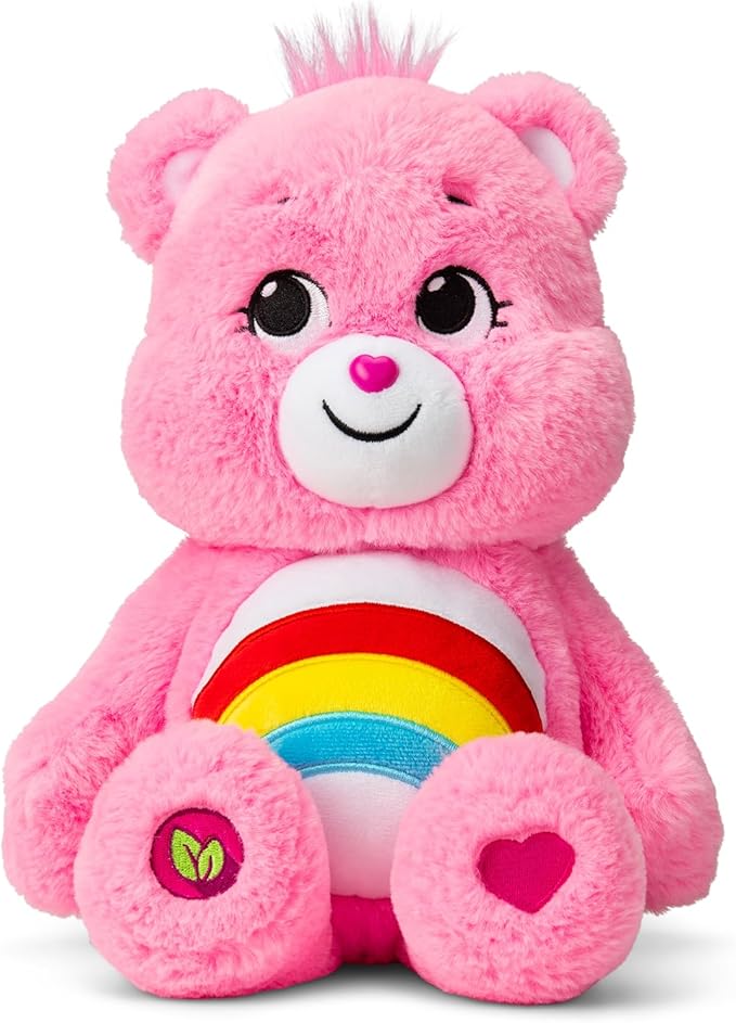 Care Bears 14" Cheer Bear Plushie - Medium Size - Pink Plushie for Ages 4+ – Perfect Stuffed Animal Holiday, Birthday Gift, Super Soft and Cuddly – Good For Girls and Boys, Employees, Collectors