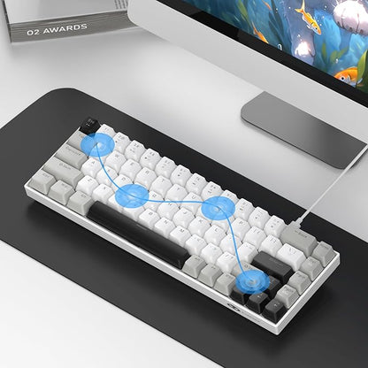 MageGee Portable 60% Mechanical Gaming Keyboard, MK-Box LED White Backlit Compact 68 Keys Mini Wired Office Keyboard with Red Switch for Windows Laptop PC Mac - Grey