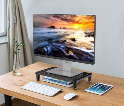 Husky Mounts 2-Pack Monitor Riser Laptop Stand, Adjustable Legs, Stackable, 14.5 x 9.25 x 3.125 Inches Max Height, Matte Black Steel-Black.