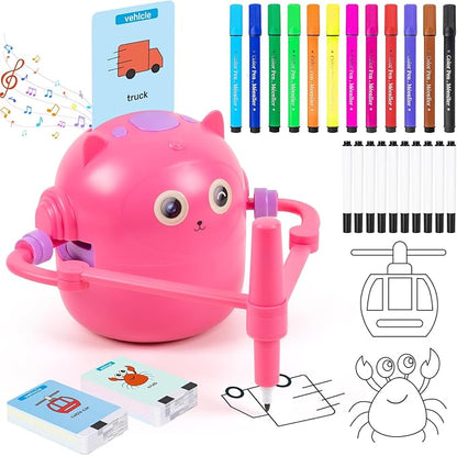 TREEFIA Drawing Robot for Kids, Drawing Robot for Kids 6 7 8 9 10 11 12 Year Old, Doodle Bot Toy with 100 Drawing Cards & 16 Color Pens for Girls and Boys