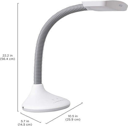 Verilux® SmartLight Full Spectrum LED Desk Lamp with Adjustable Brightness, Flexible Gooseneck and Integrated USB Charging Port - Reduces Eye Strain and Fatigue - Ideal for Readers, Artists, Crafters
