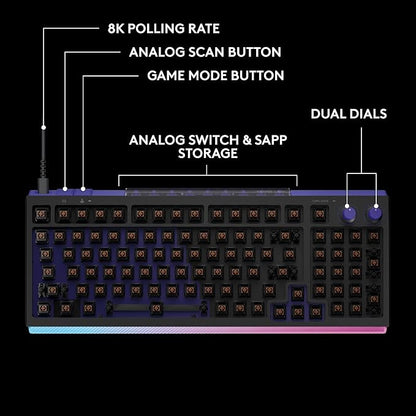 Logitech G512 X 98 TMR + Linear Switch Mechanical Gaming Keyboard - Black | Hot-Swappable 9x TMR Rapid Trigger + Linear Mechanical Switches, Gasket, PBT Keycaps, <8K, LIGHTSYNC RGB, for PC & Mac