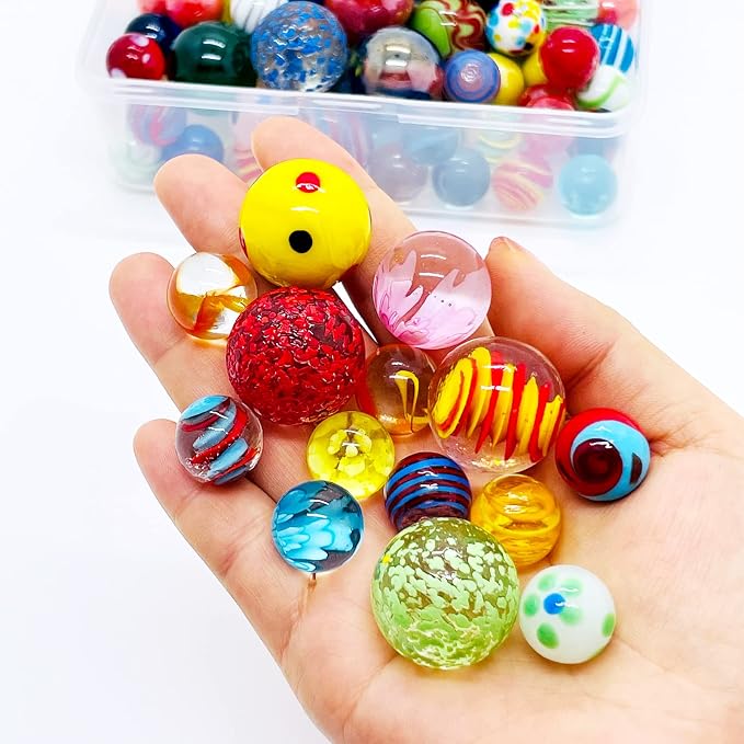 Miutrue 100 Assorted Marbles Bulk Cheap for Kids Ages 4-8-12 Play Marbles Physical Therapy Glow in The Dark Glass Marbles